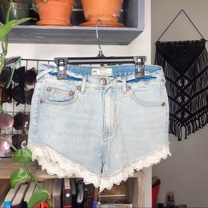 Free People Lace Jean Shorts!